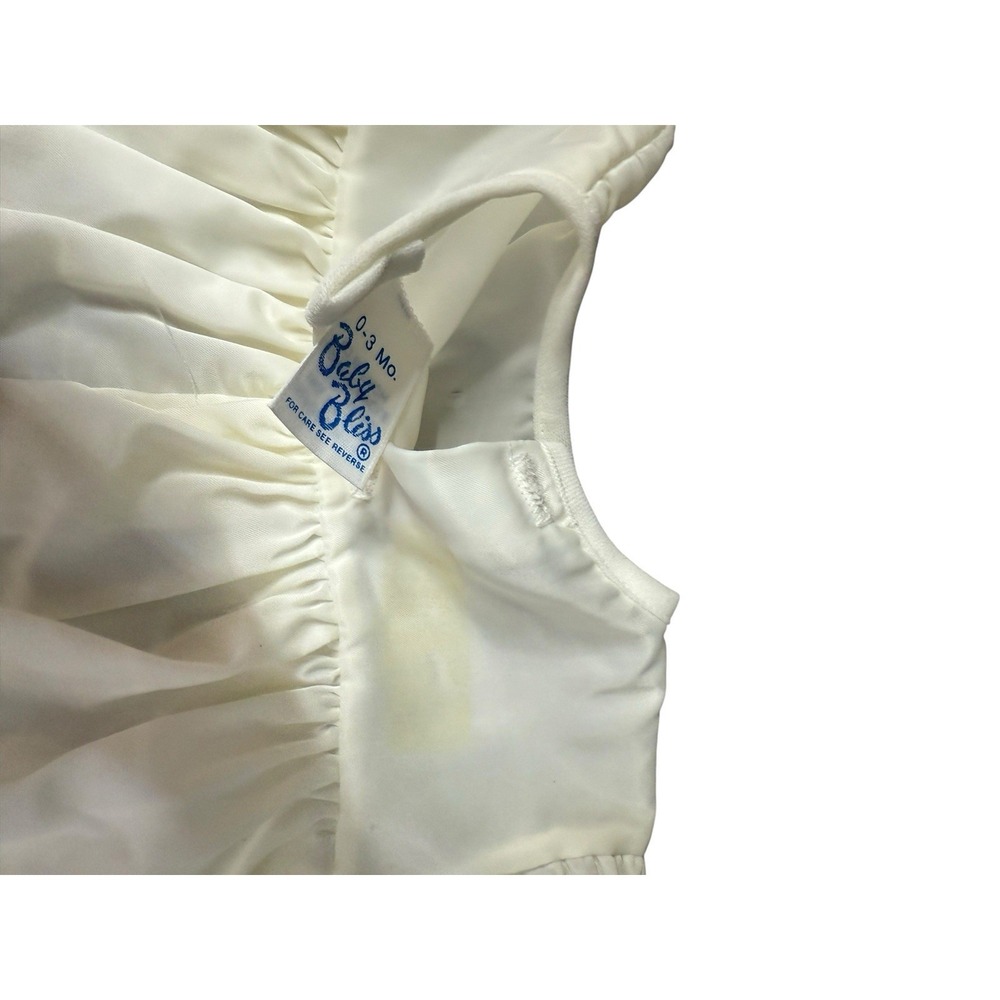 Vintage Baby Bliss Brand Clothing Satin White Baby Dress & Diaper Cover 0-3 mont - Picture 3 of 4